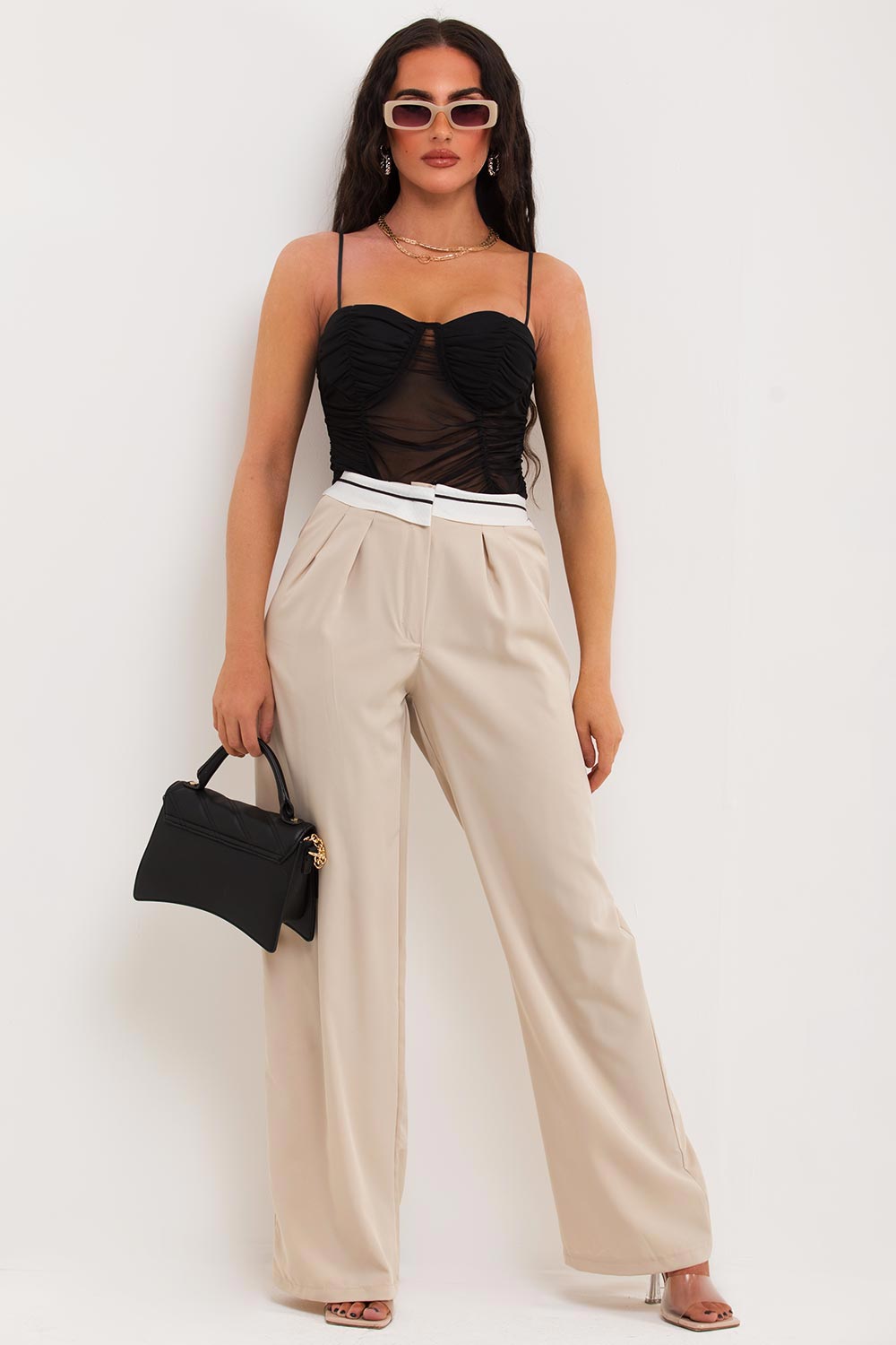 going out mesh bustier crop top