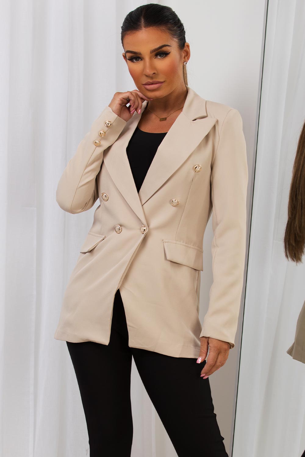 gold button blazer jacket womens