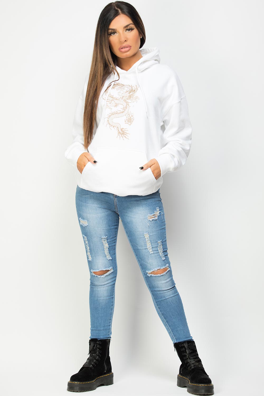 womens white oversized hoodie
