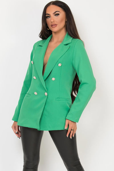 Green blazer 2024 gold buttons