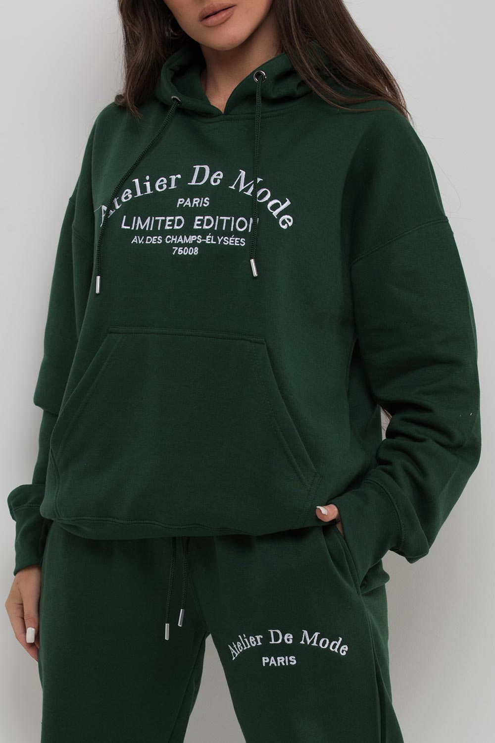 womens green hooded loungewear set