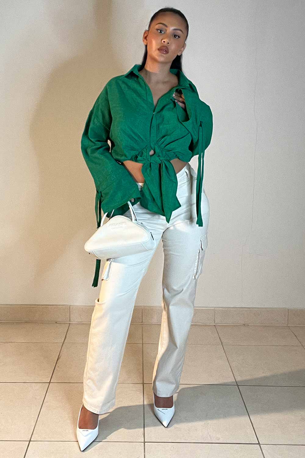 tie front long sleeve shirt womens