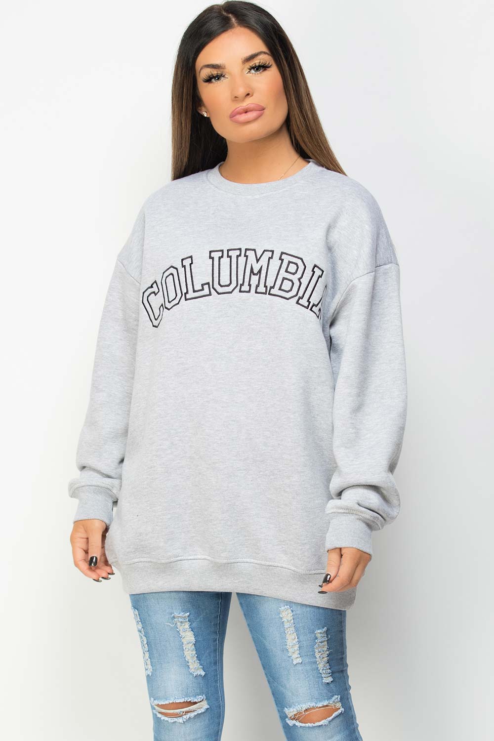 columbia embroidery oversized sweatshirt
