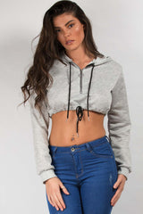 grey crop zip hoodie 