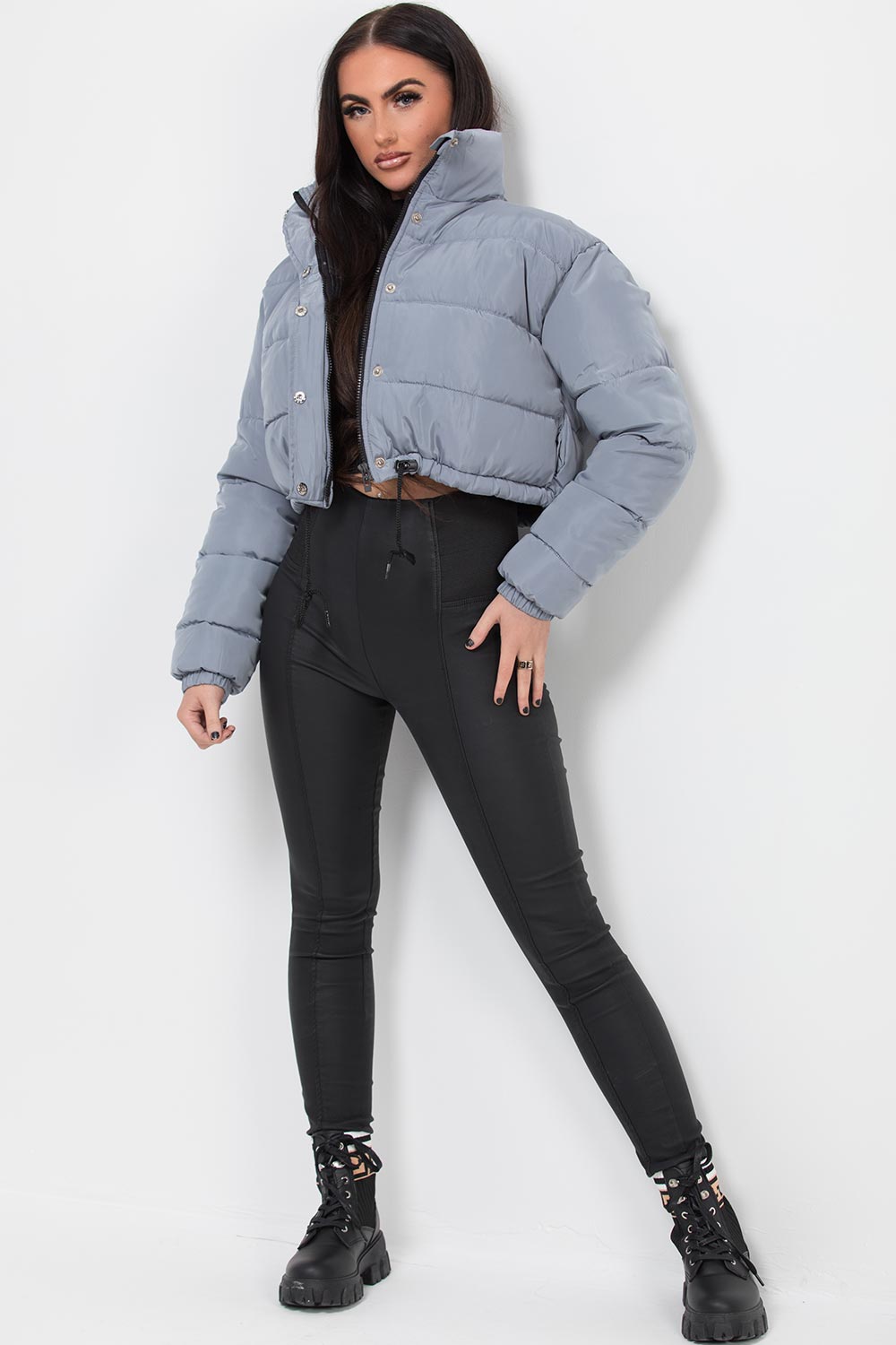 womens padded puffer crop jacket