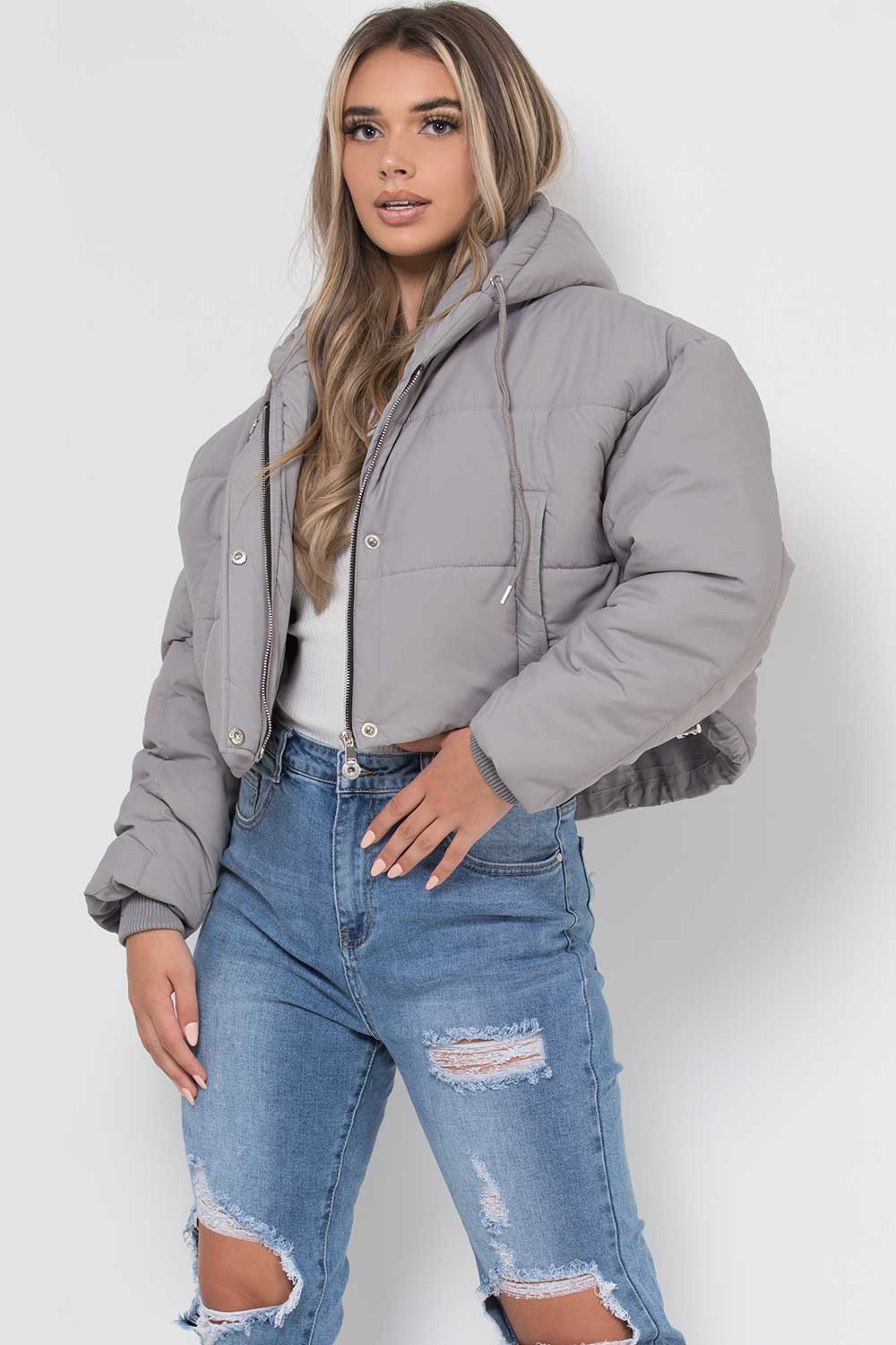 puffer hooded cropped jacket