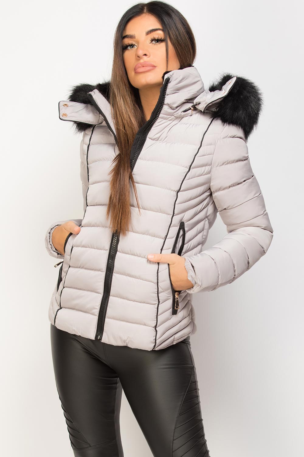 padded jacket grey womens uk