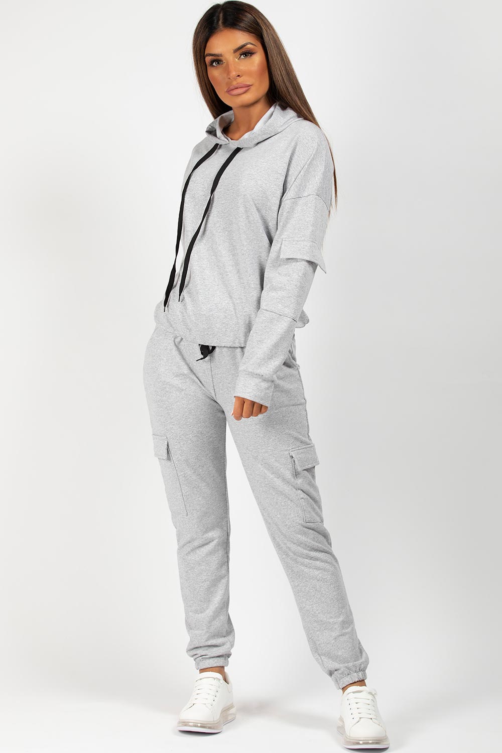 grey oversized hoodie and joggers two piece set