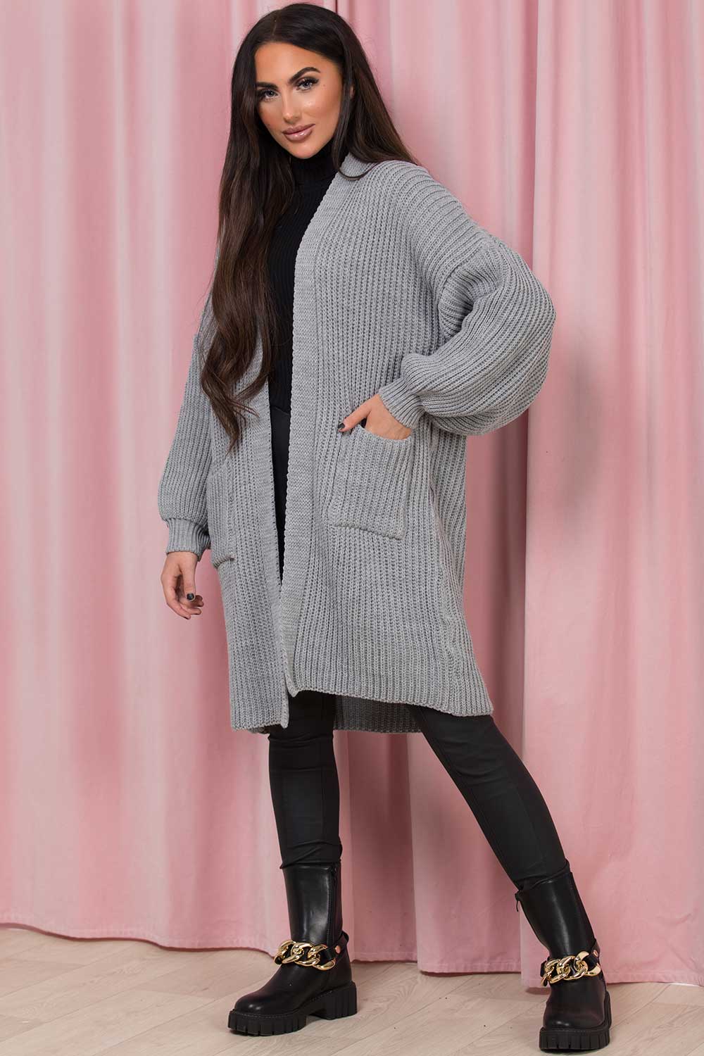 grey oversized cardigan
