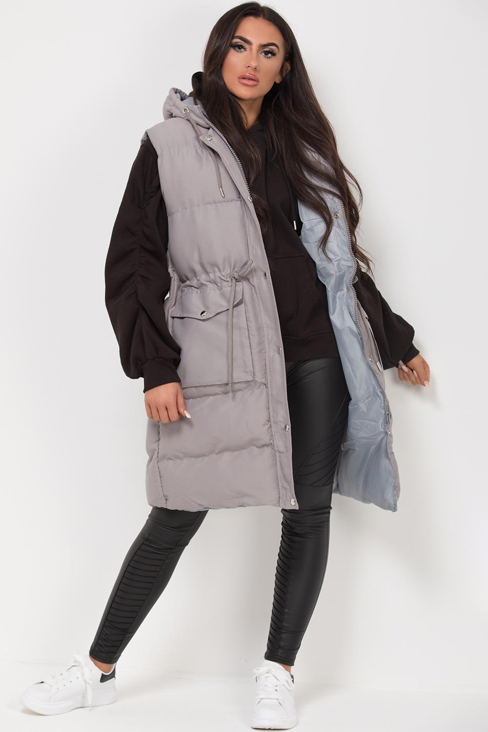 womens gilet grey longline uk
