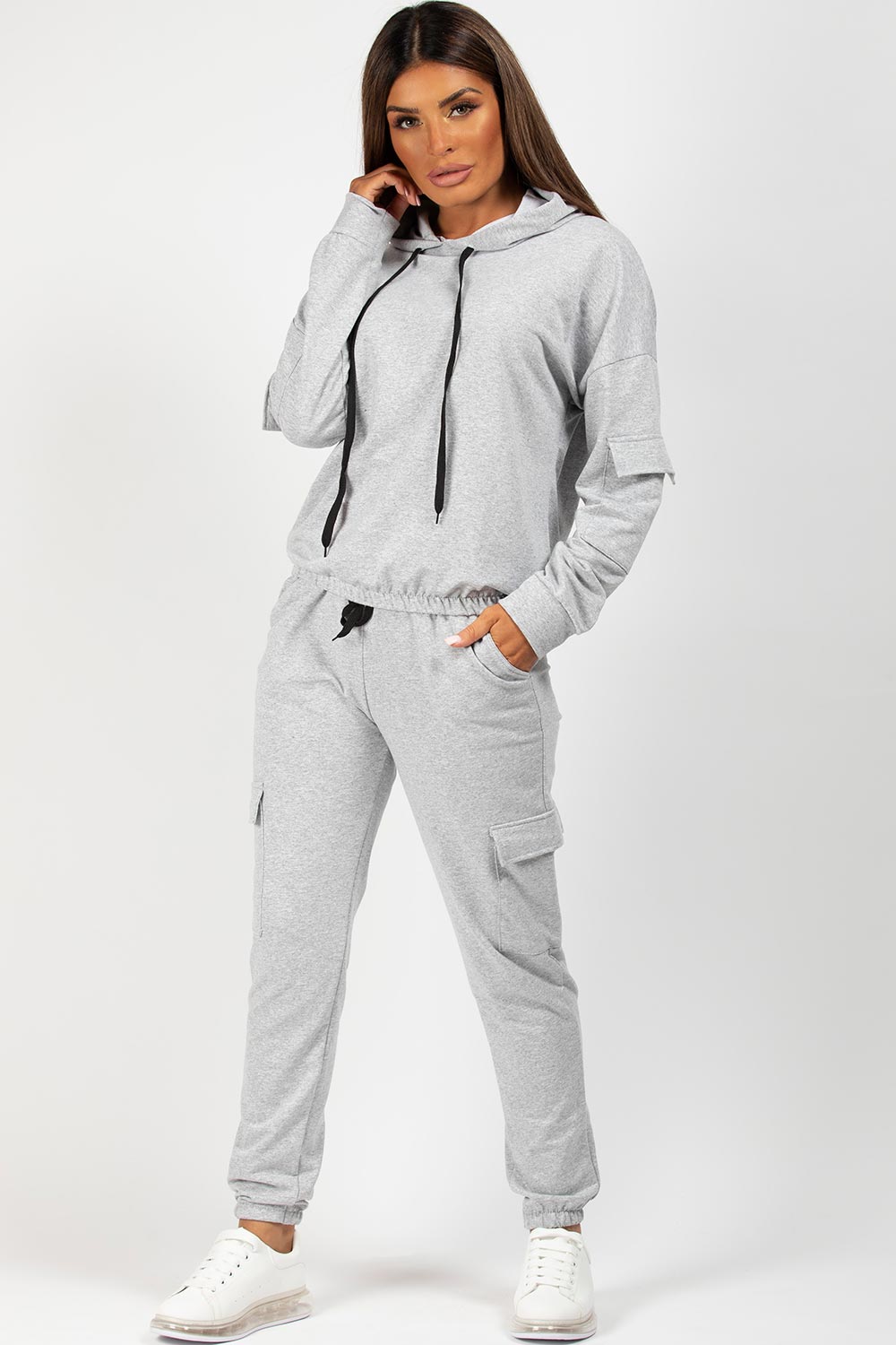 oversized hooded loungewear set grey