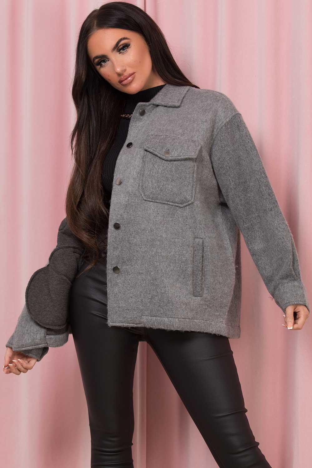 grey shacket womens
