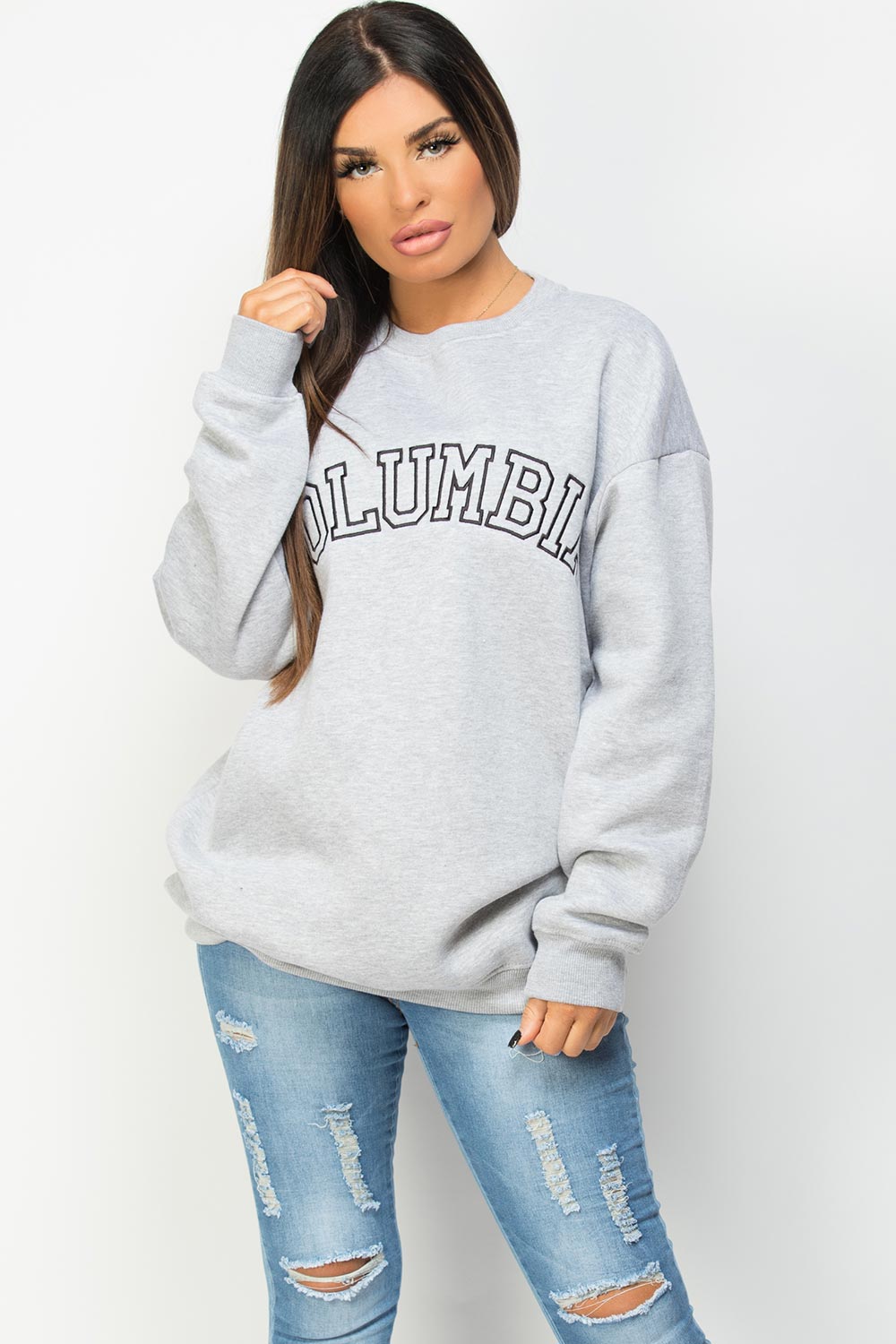 oversized sweatshirt with columbia embroidery
