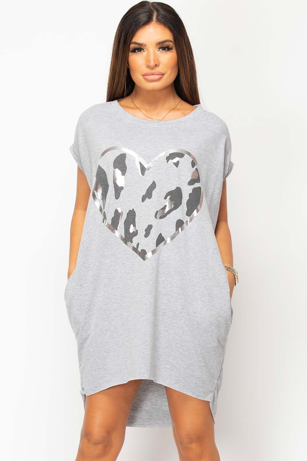 womens grey oversized t shirt dress