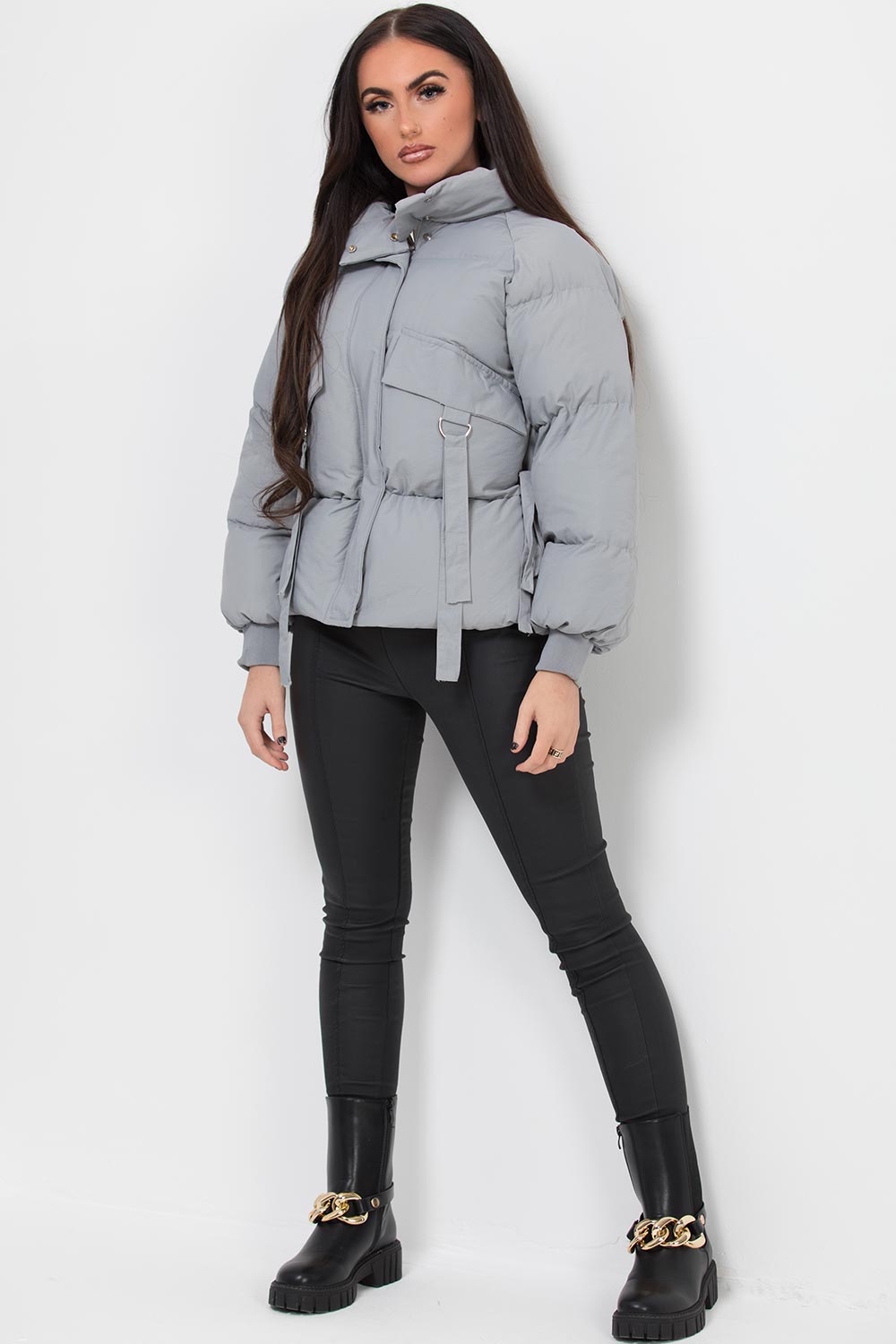 womens grey puffer jacket
