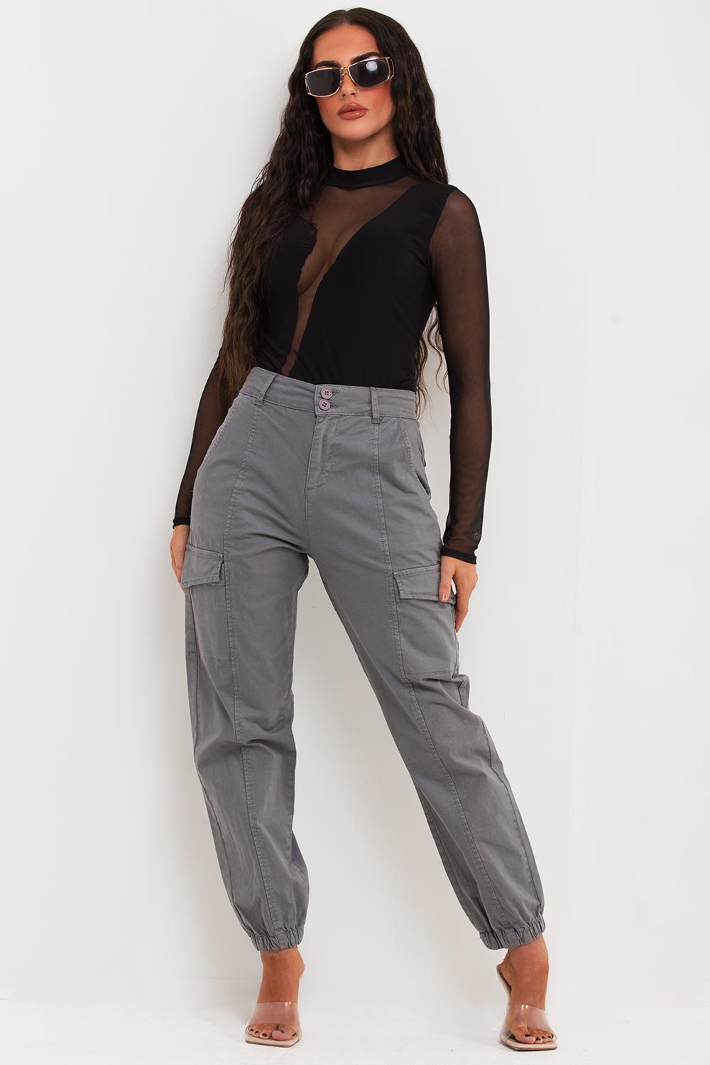 grey cargo trousers womens uk