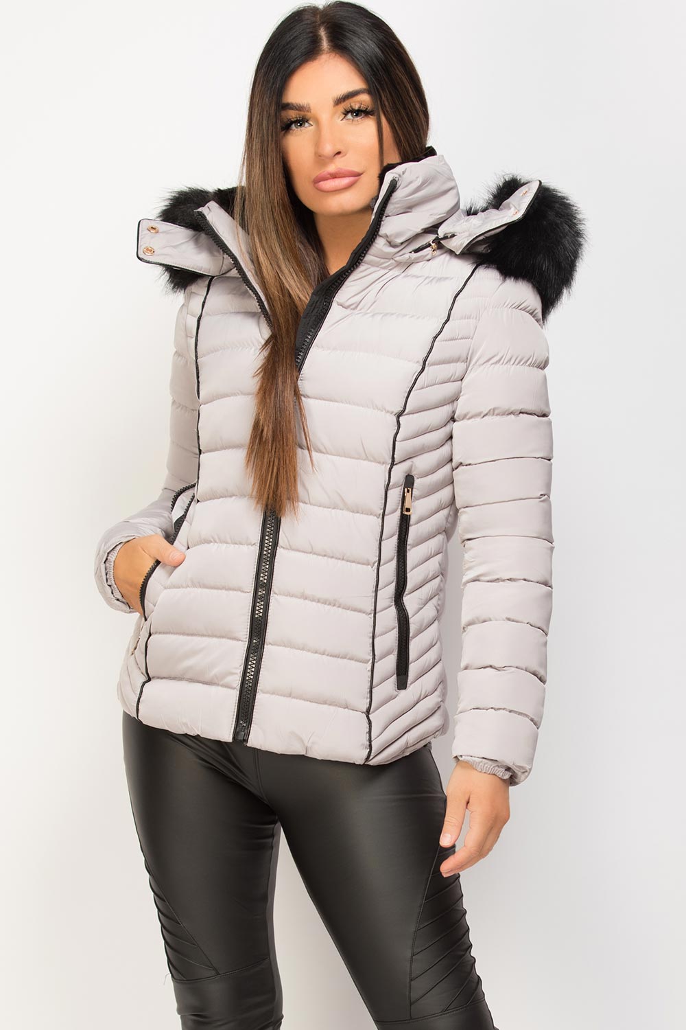 puffer coat grey womens uk
