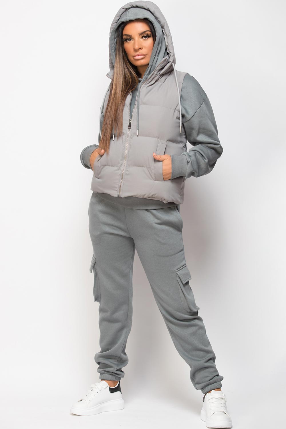 sleeveless jacket padded gilet grey