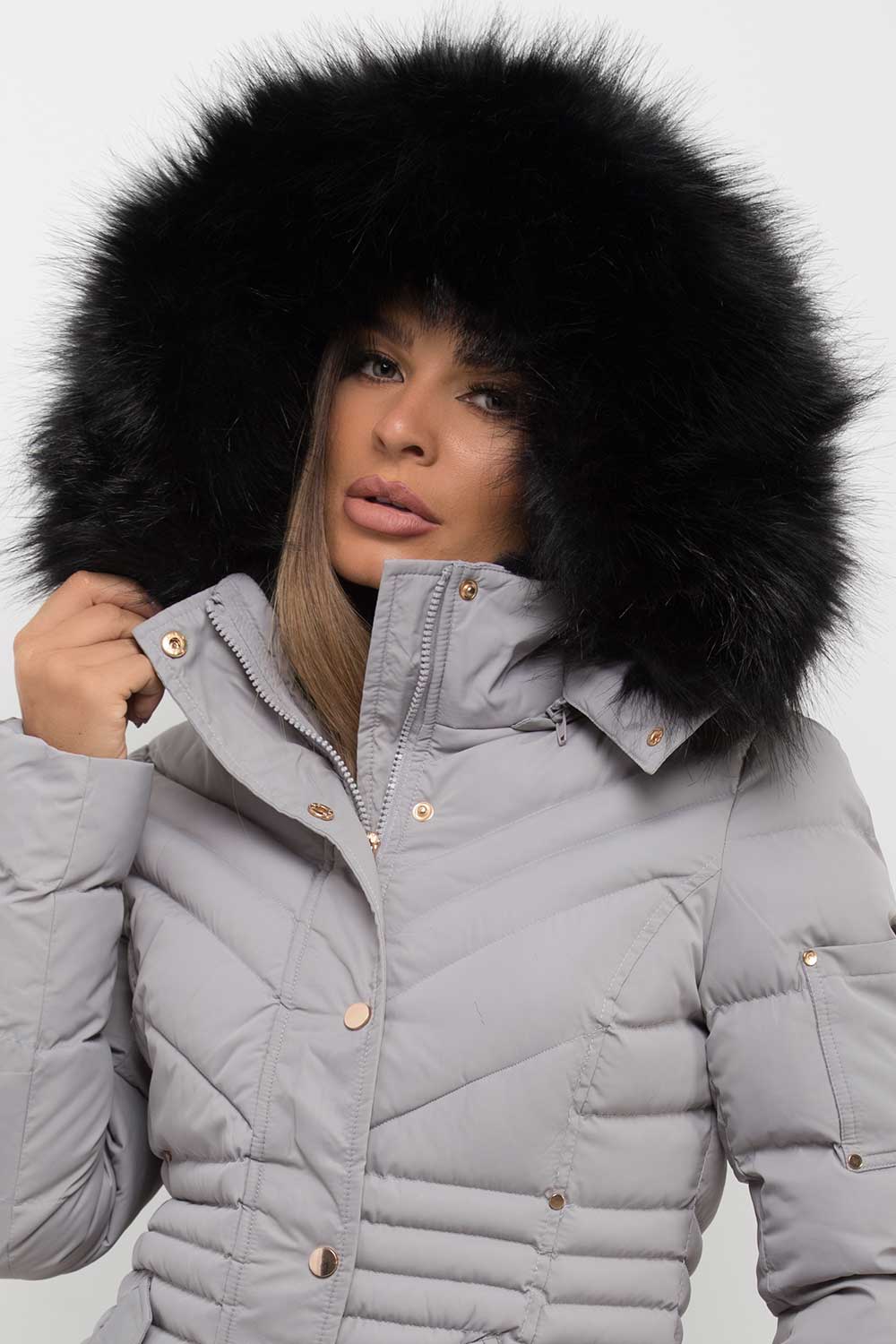 big fur hood puffer padded winter coat womens uk