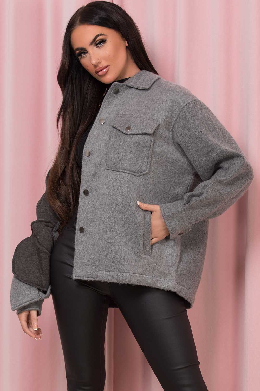 womens grey shacket jacket