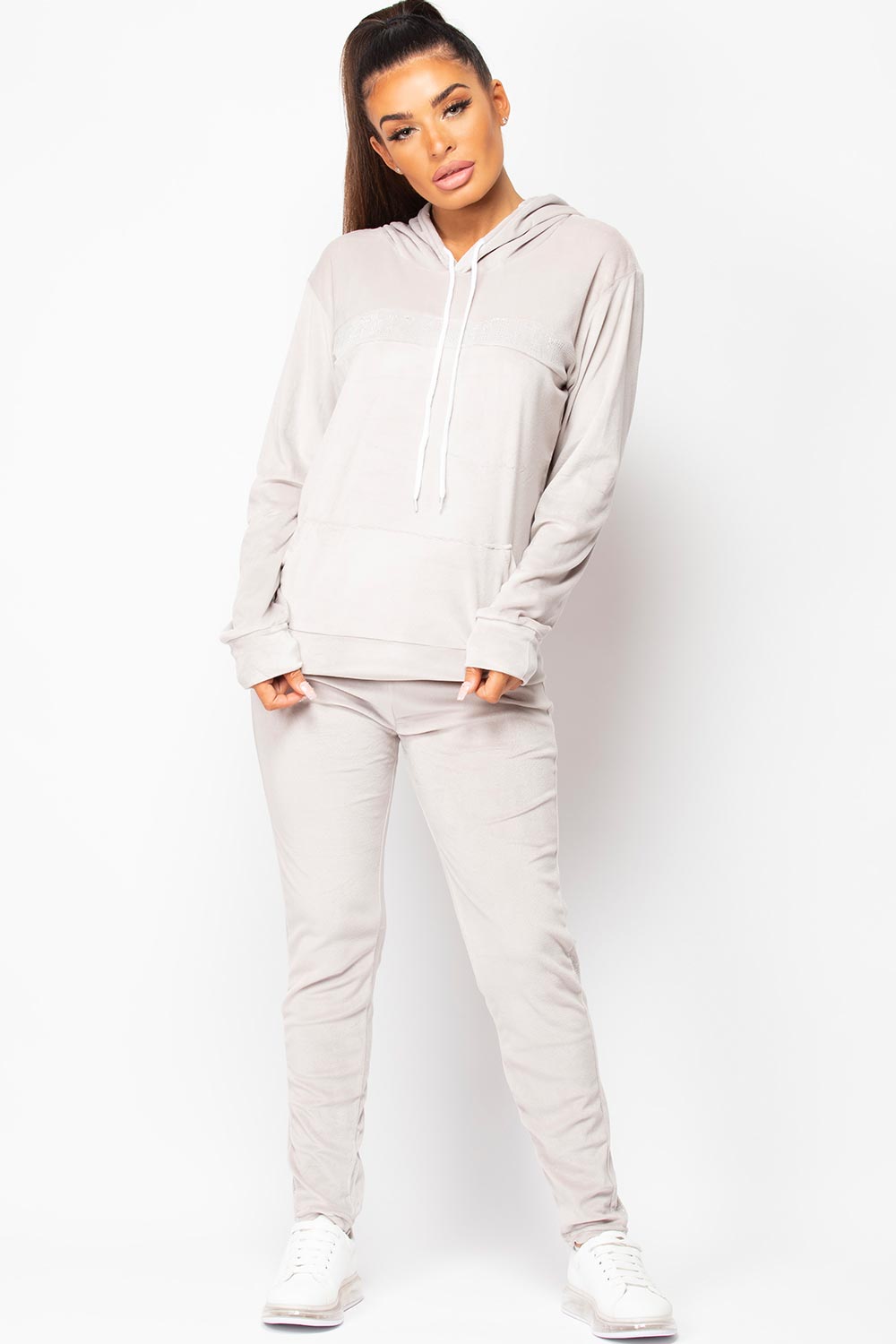 velour loungewear set grey womens