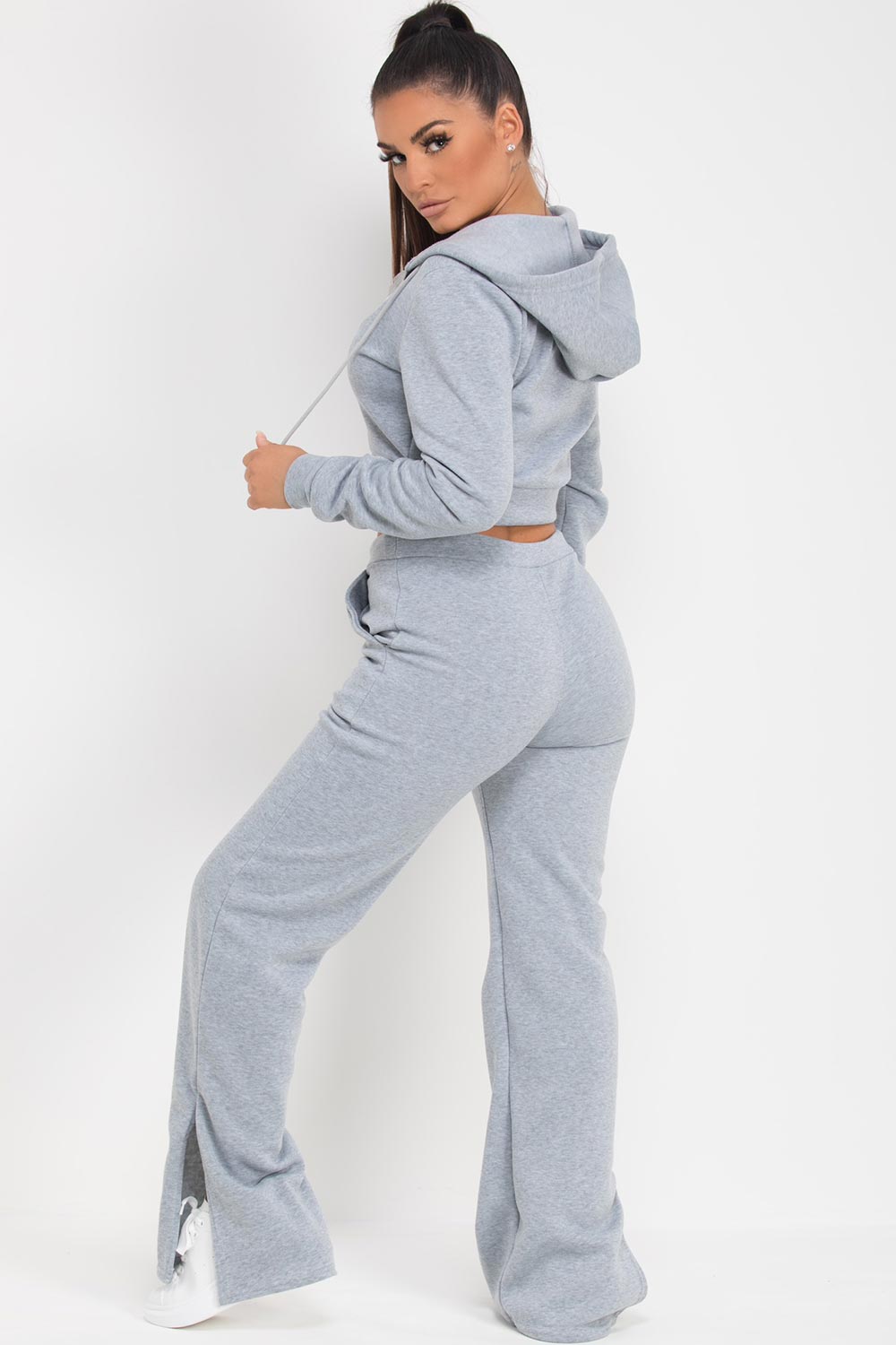 wide leg loungewear set grey