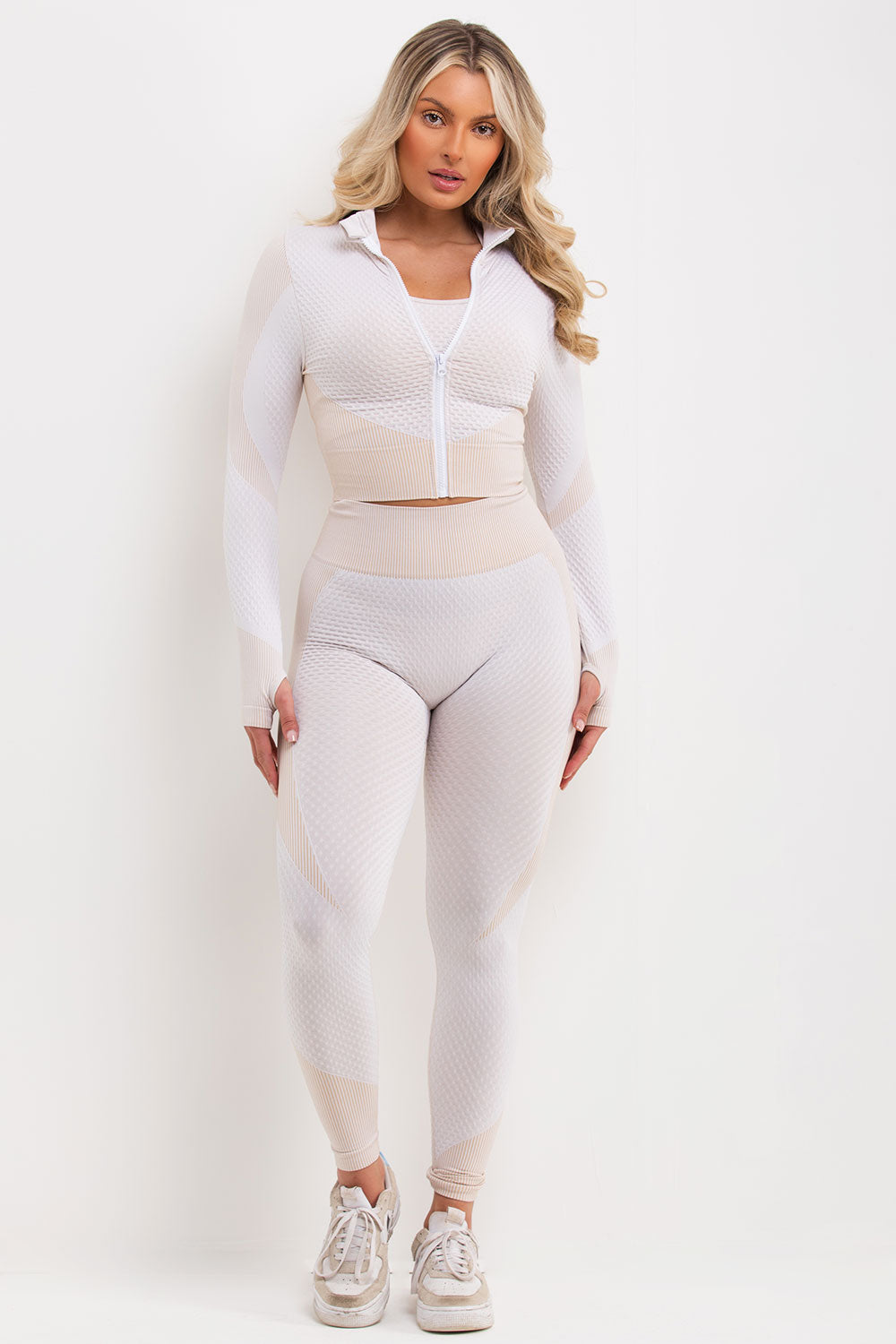 womens three piece gym wear co ord set uk
