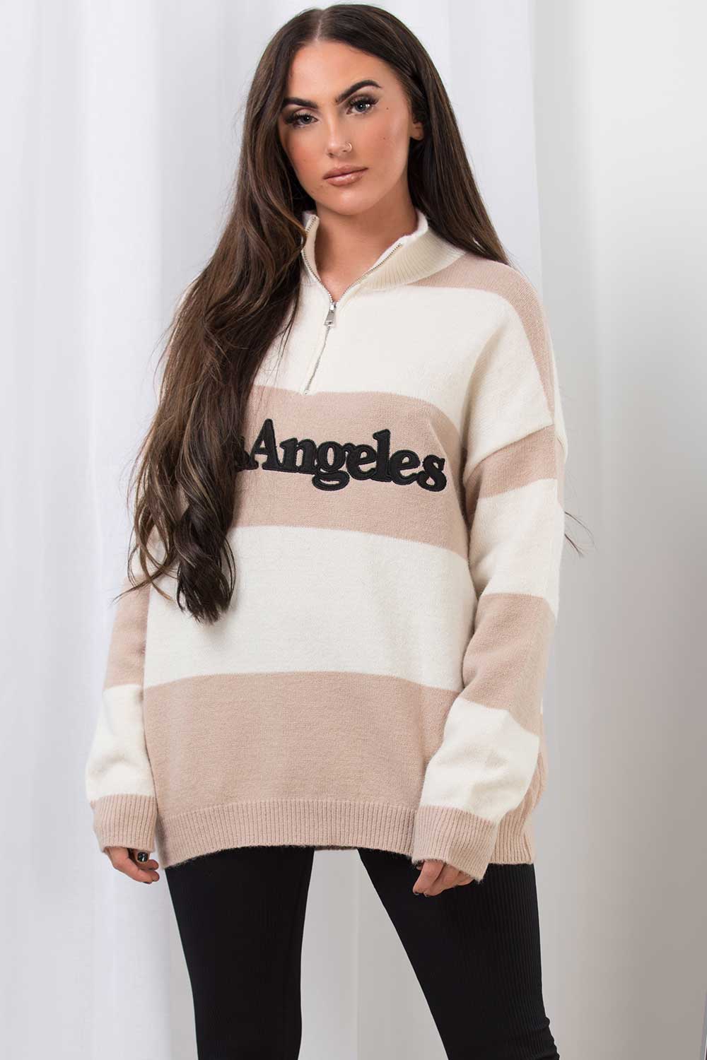 half zip jumper los angeles slogan