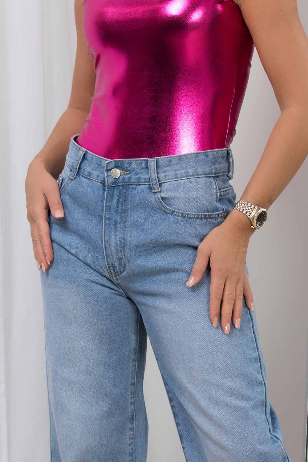 Wide Leg High Waisted Jeans Denim Blue