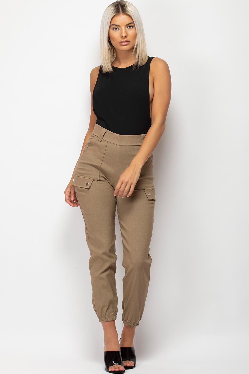 womens high waisted utility trousers