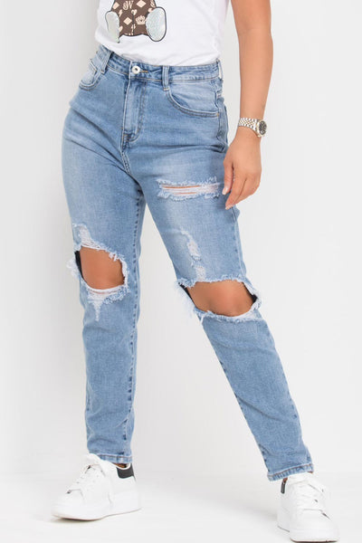 Ripped Mom Jeans Outfit Cute Light Ripped Jeans Women's Light Wash
