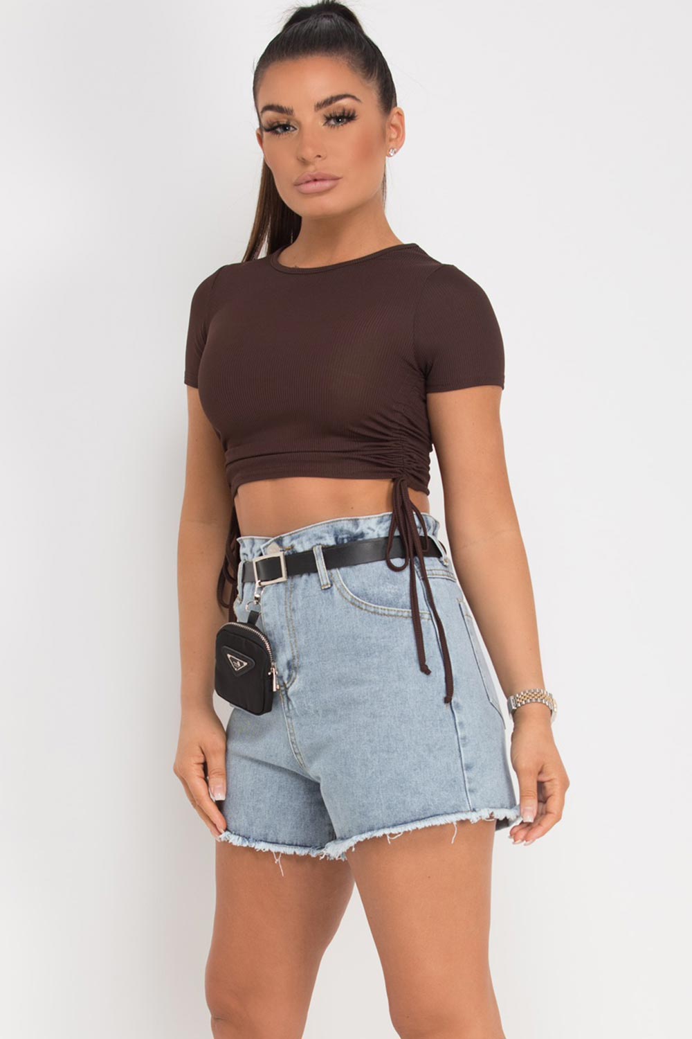 light wash high waisted denim shorts uk