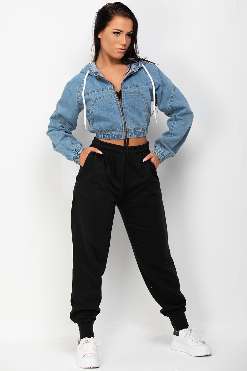 womens crop denim jacket