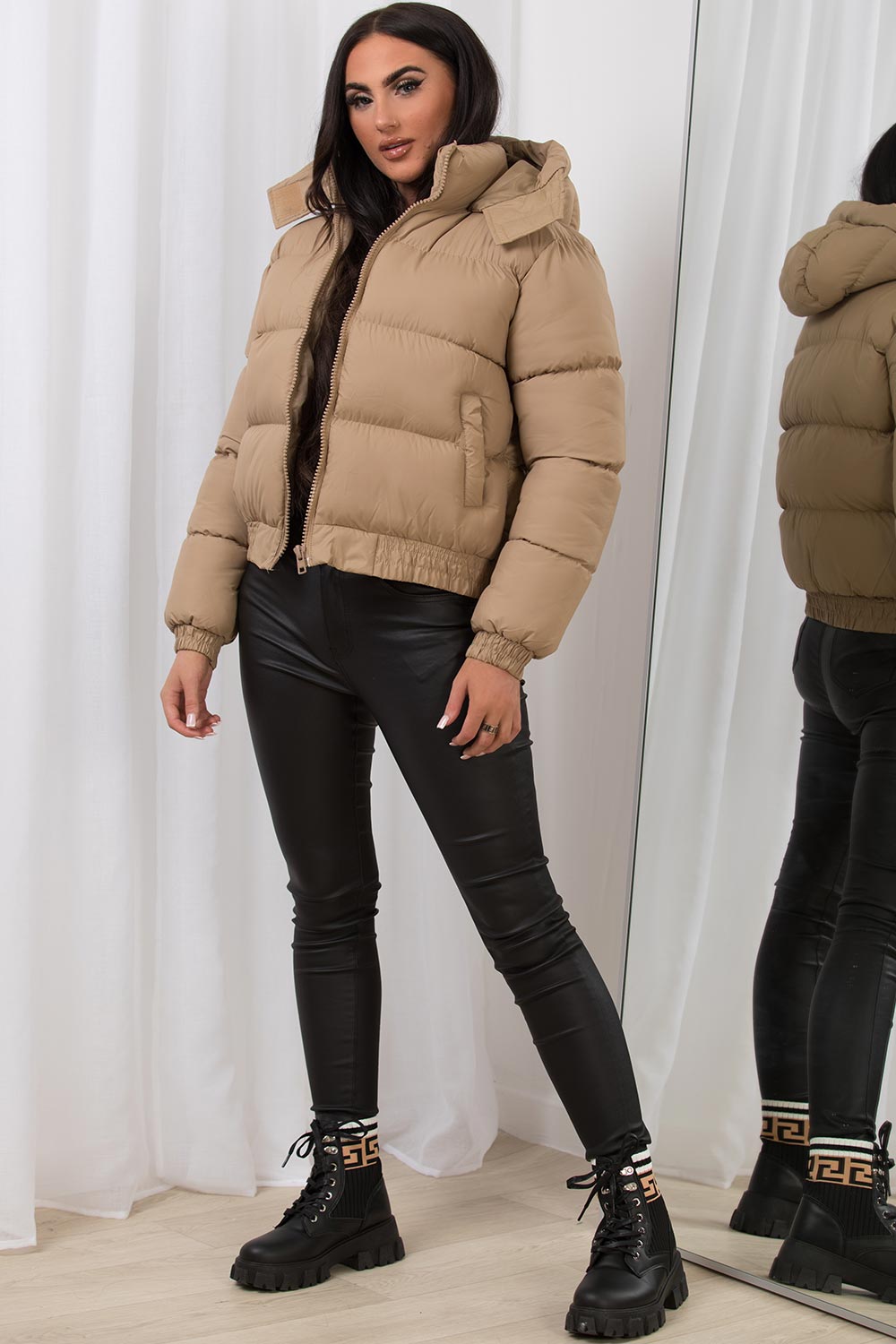 cropped hooded jacket womens uk