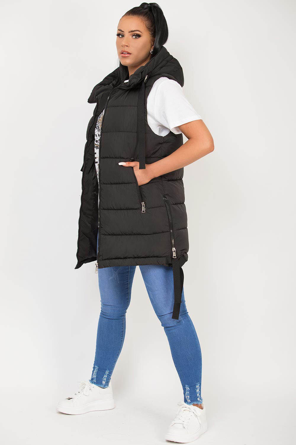 black puffer gilet womens