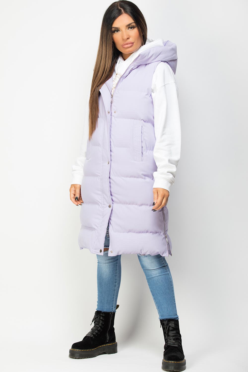 long gilet lilac
