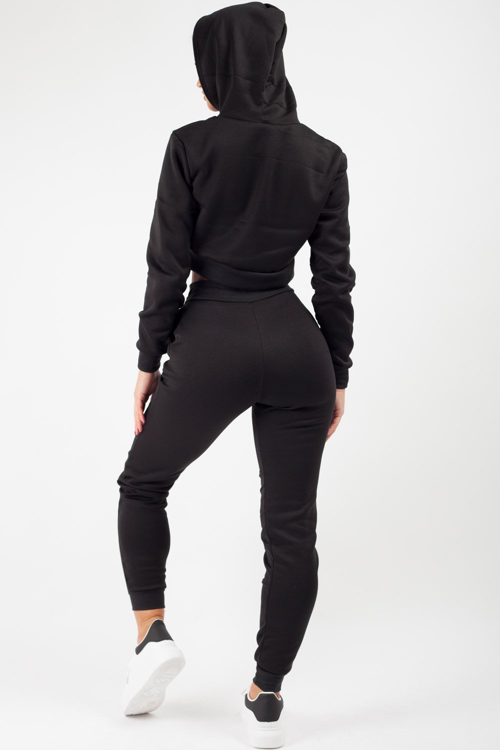 hooded loungewear co ord set black on sale uk