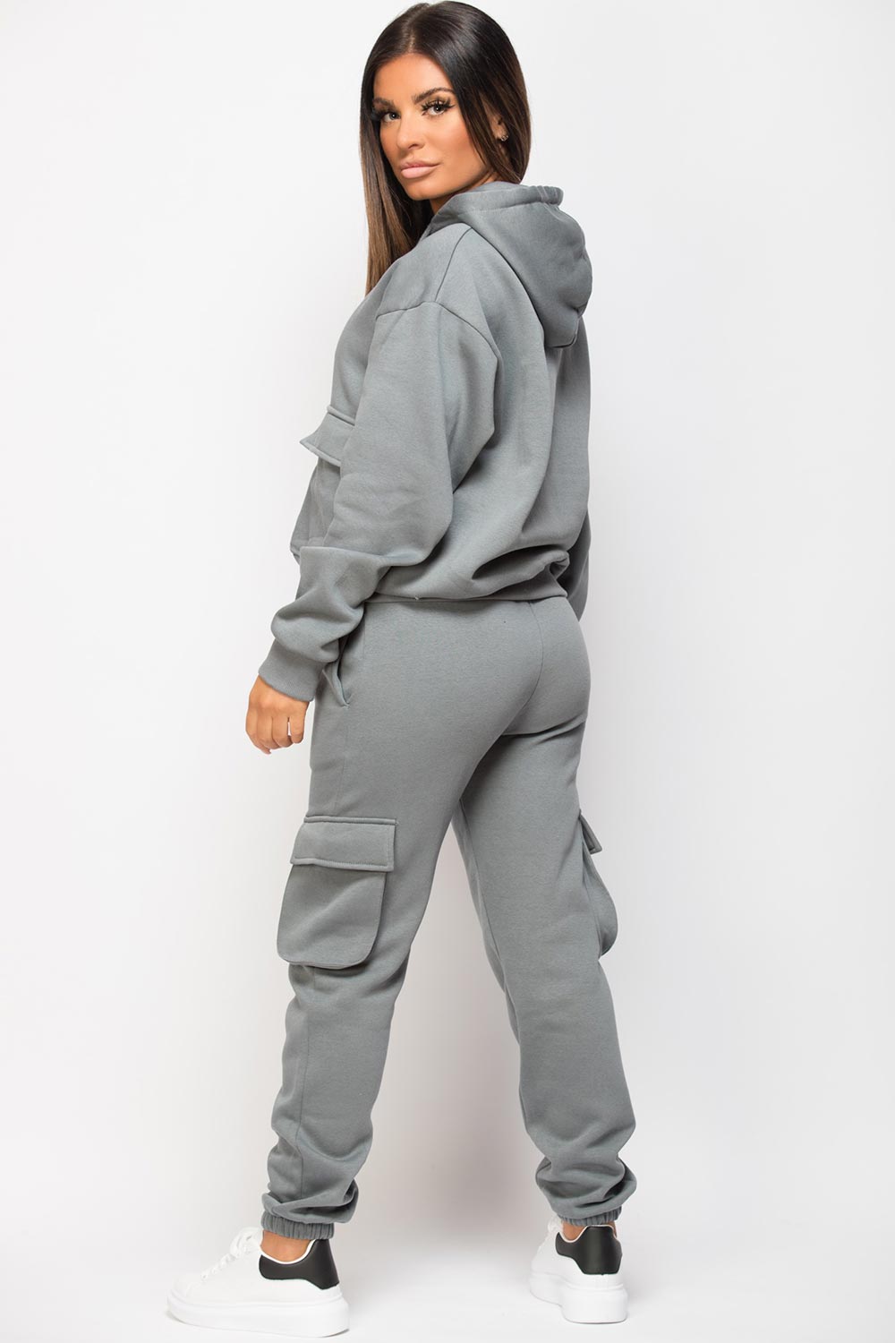 cargo pocket hooded loungewear set