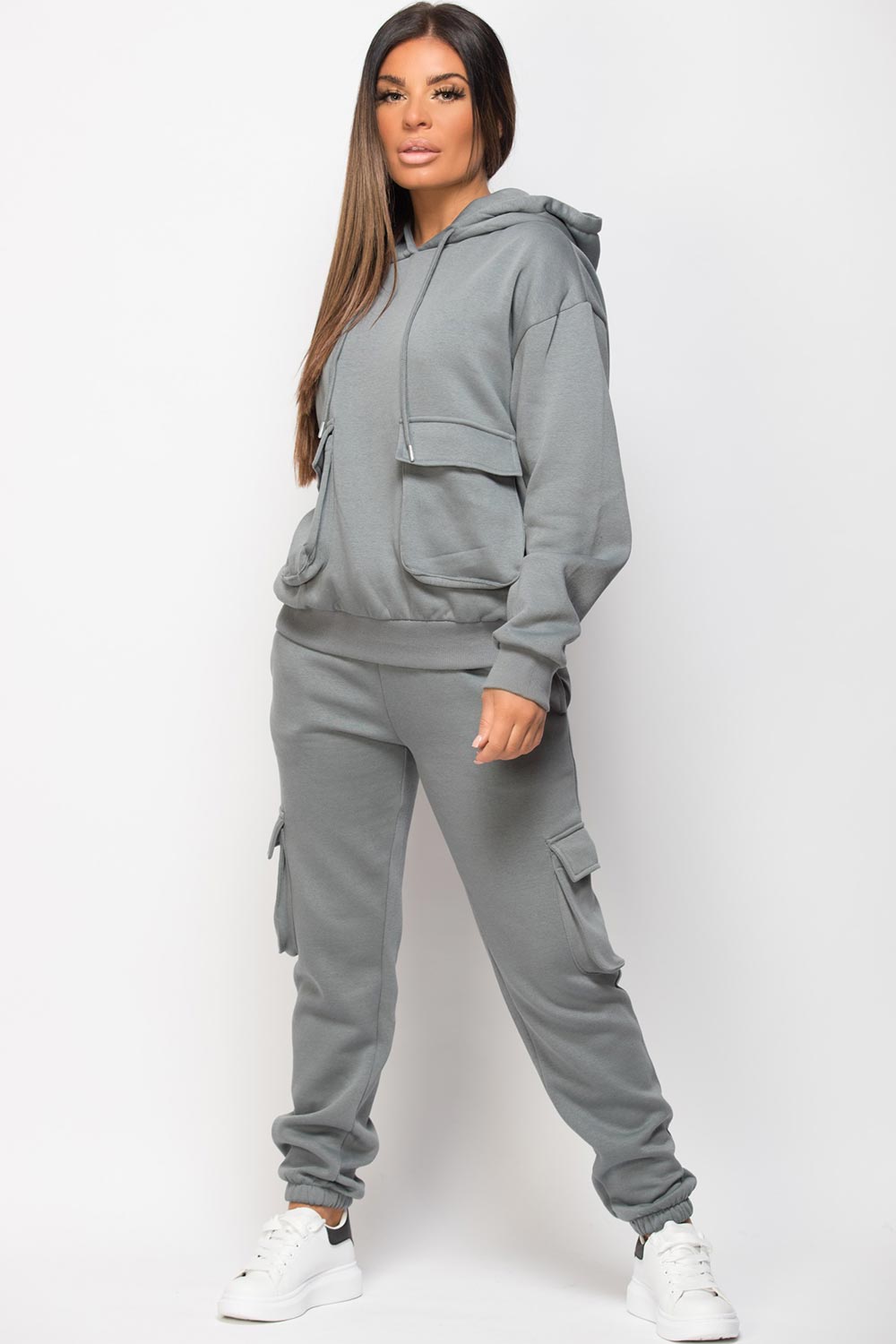 hooded loungewear set with utility pockets