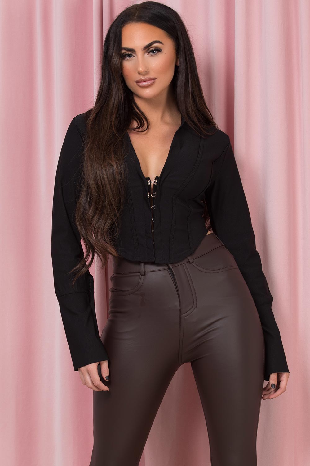 hook and eye corset top black