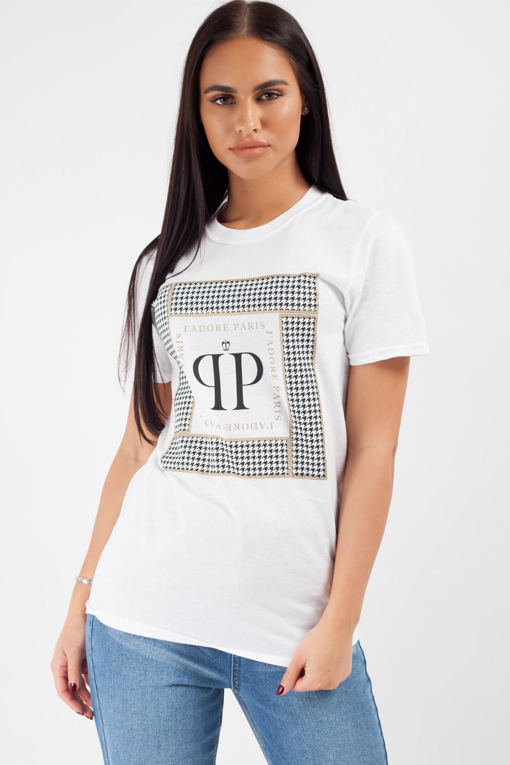 white j`adore paris t shirt womens