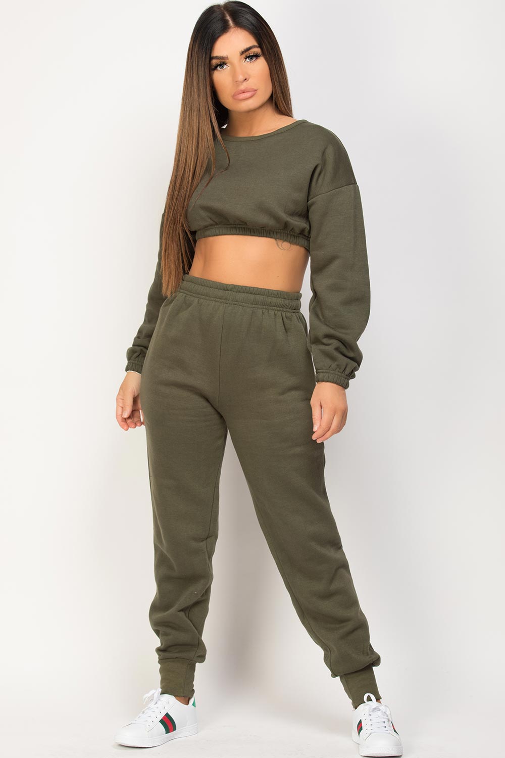 khaki joggers and jumper set womens
