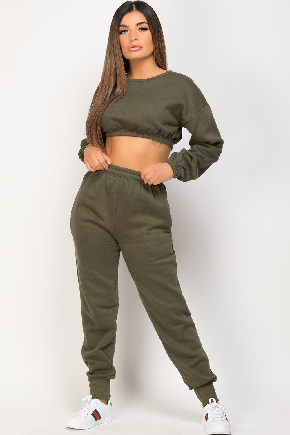 womens khaki jumper and joggers set