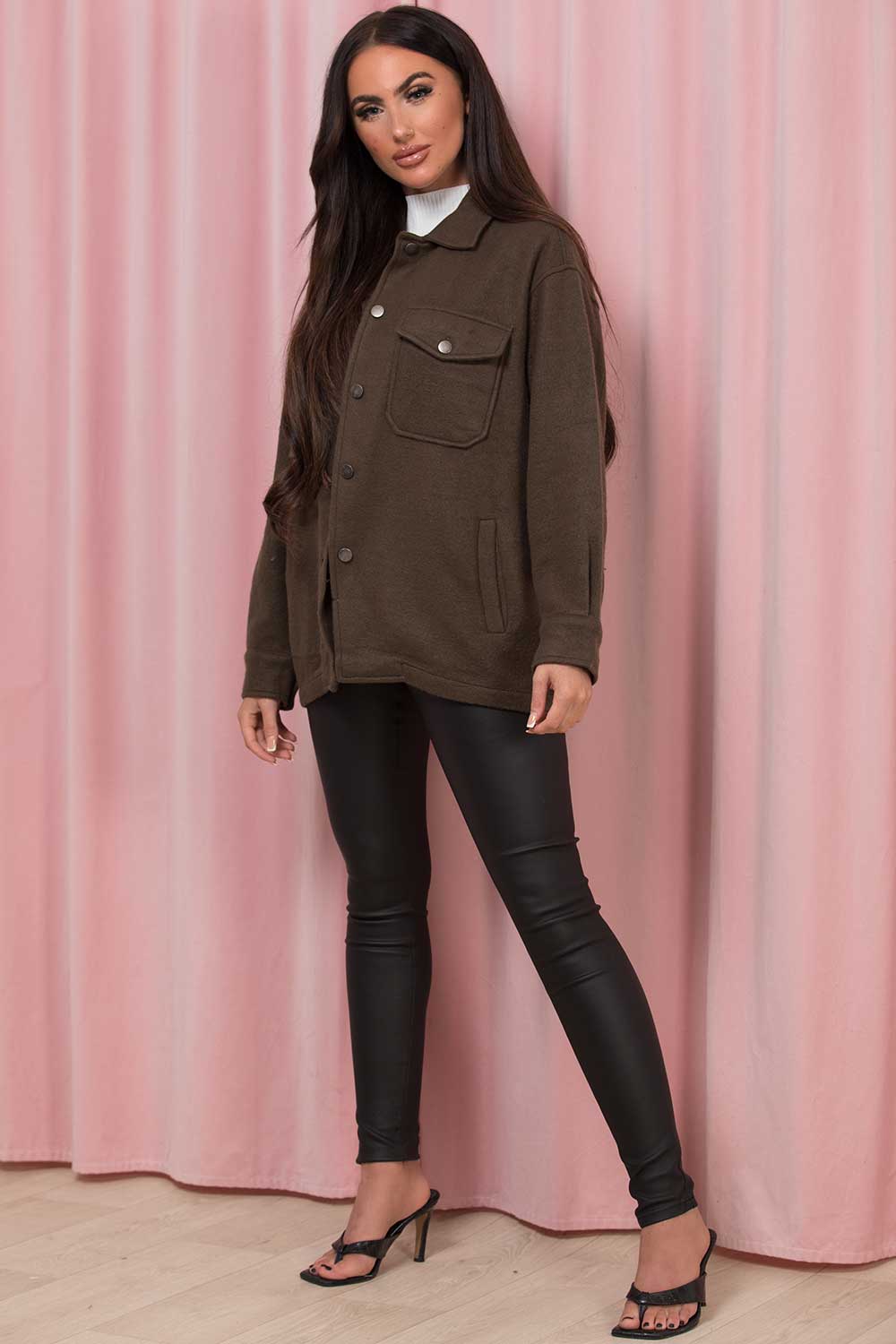 womens kahki shacket