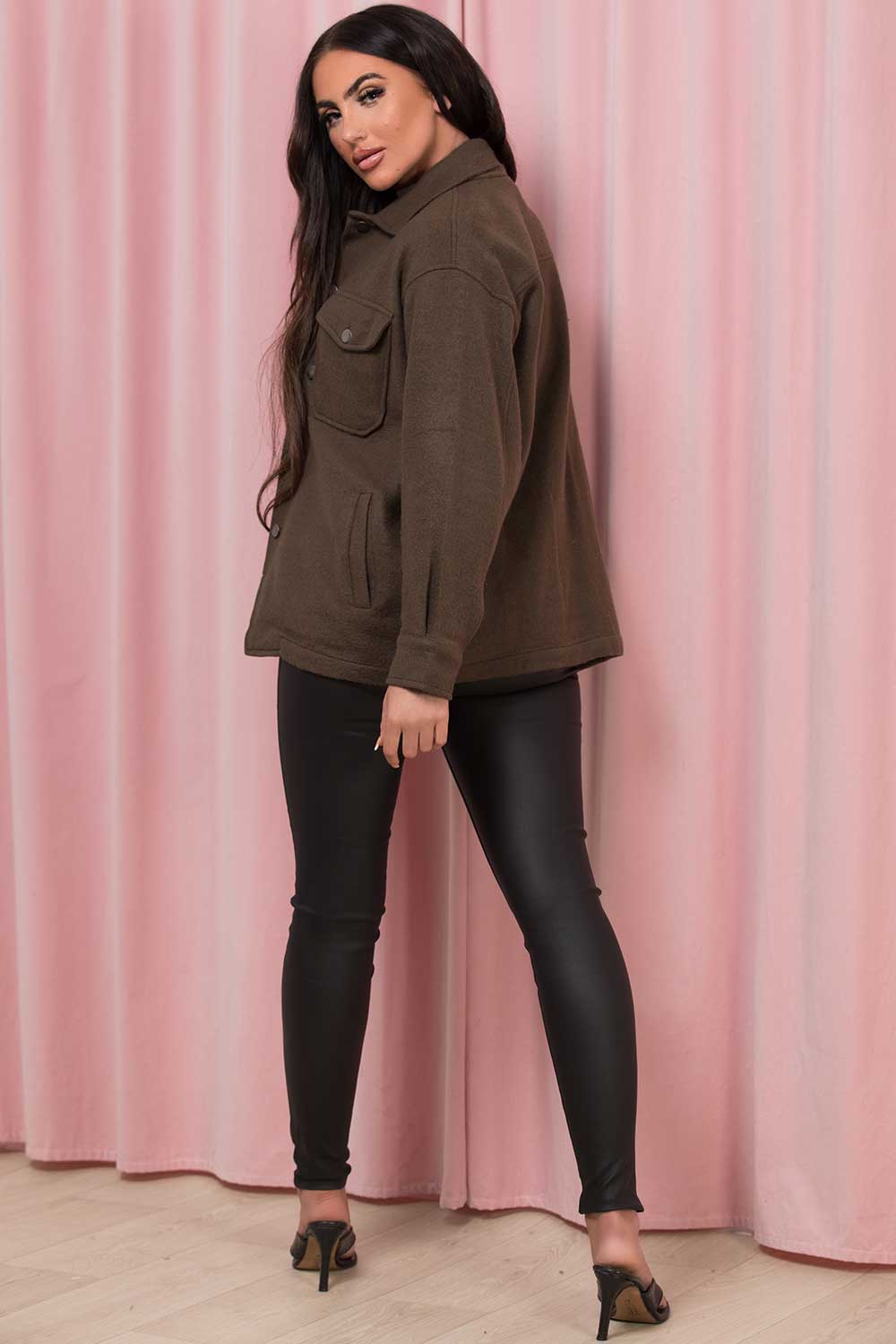 oversized khaki shacket