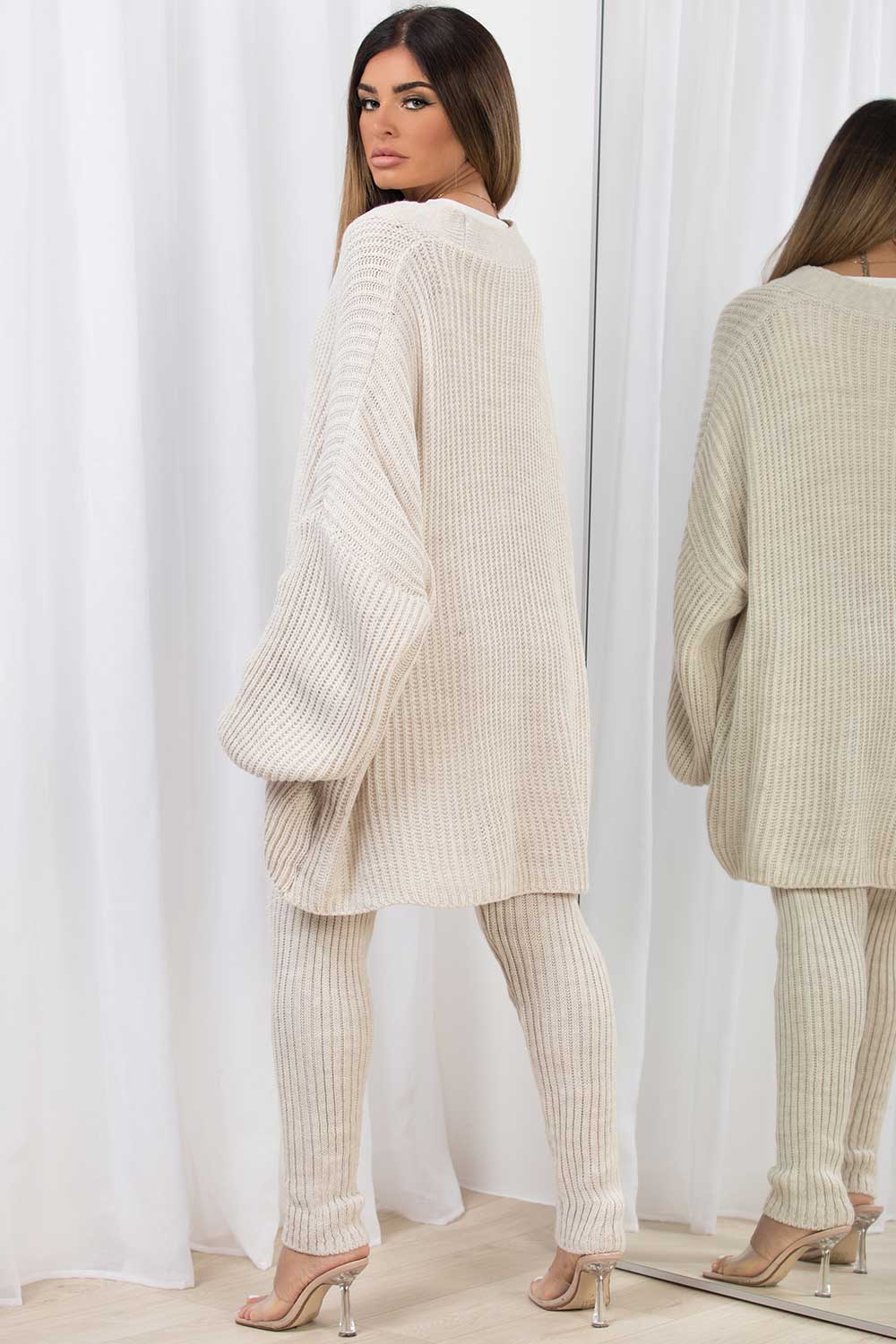 oversized cardigan and leggings set womens