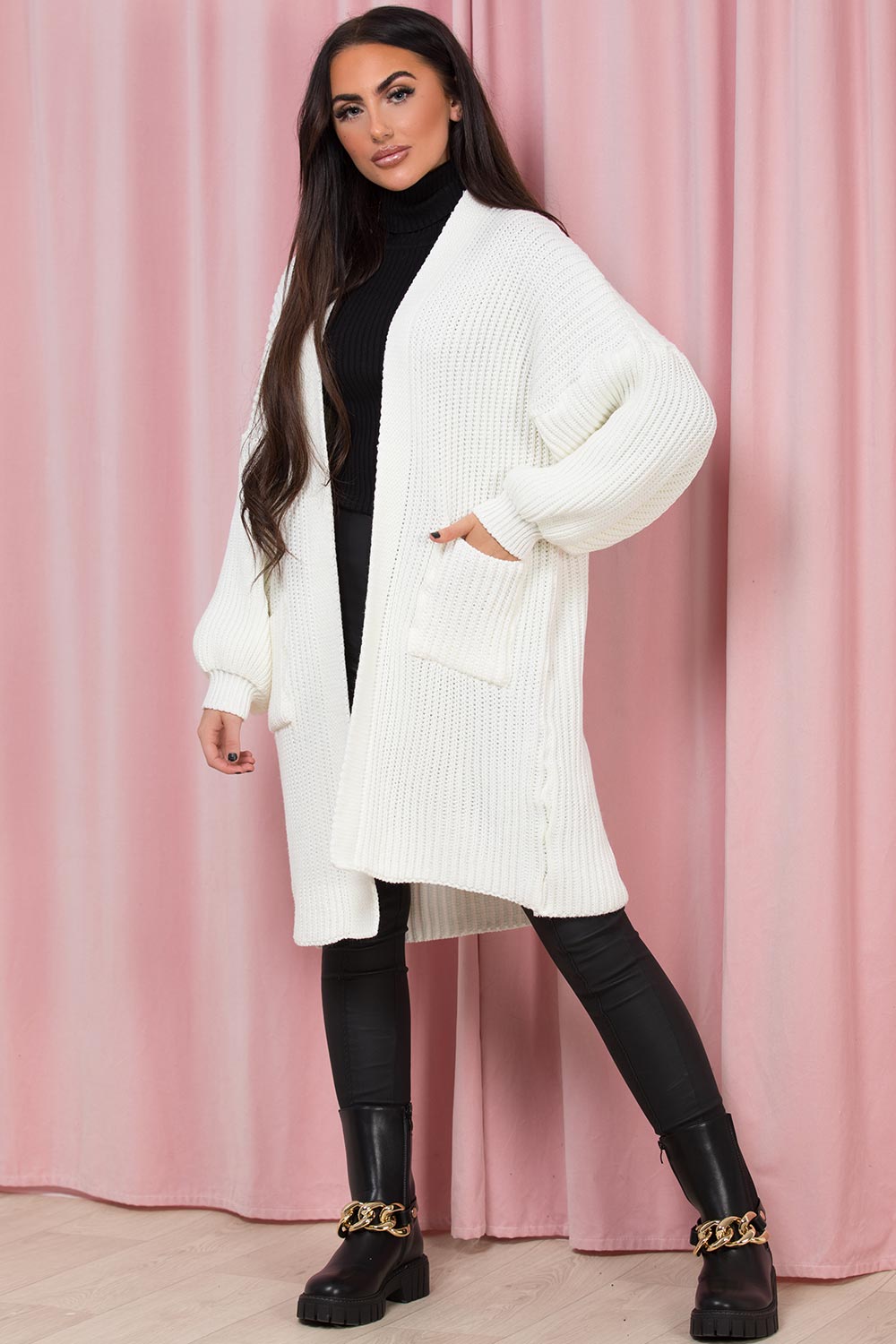 womens oversized cardigan cream