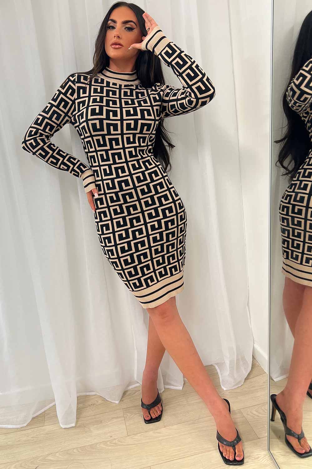 long sleeve knitted midi dress sale uk