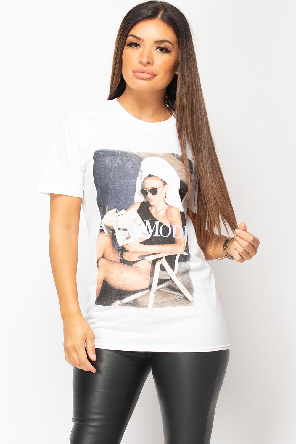 white la mode slogan graphic t shirt