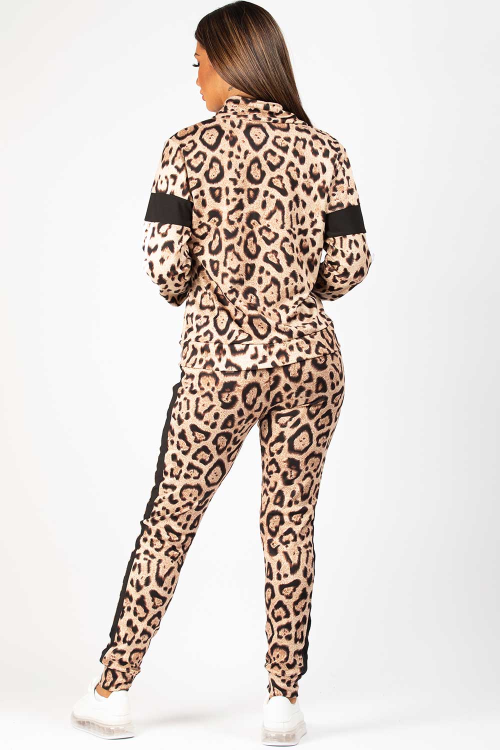 Zip Front Leopard Print Loungewear Co Ord Set